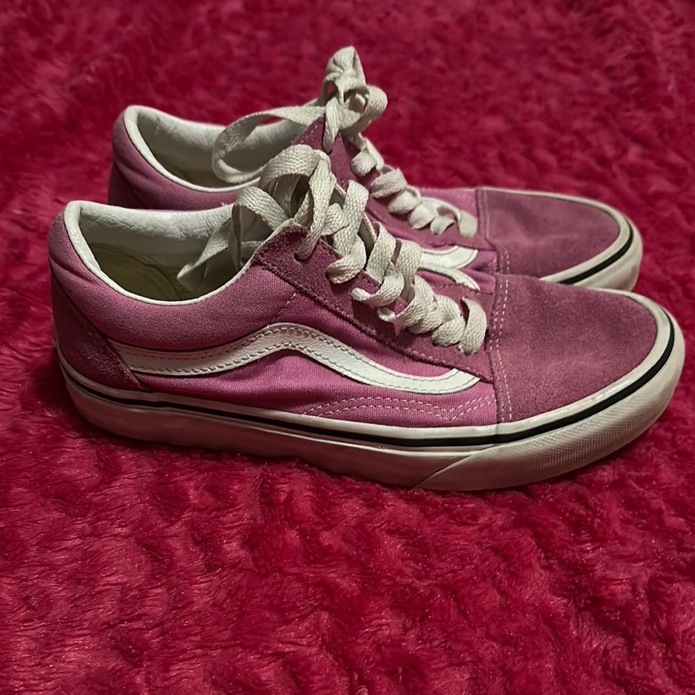 Vans Pink and White Old Skool Sneakers